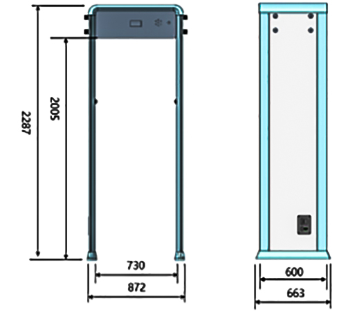 中安YJY-512LT-F測溫人臉安檢門尺寸參數(shù)